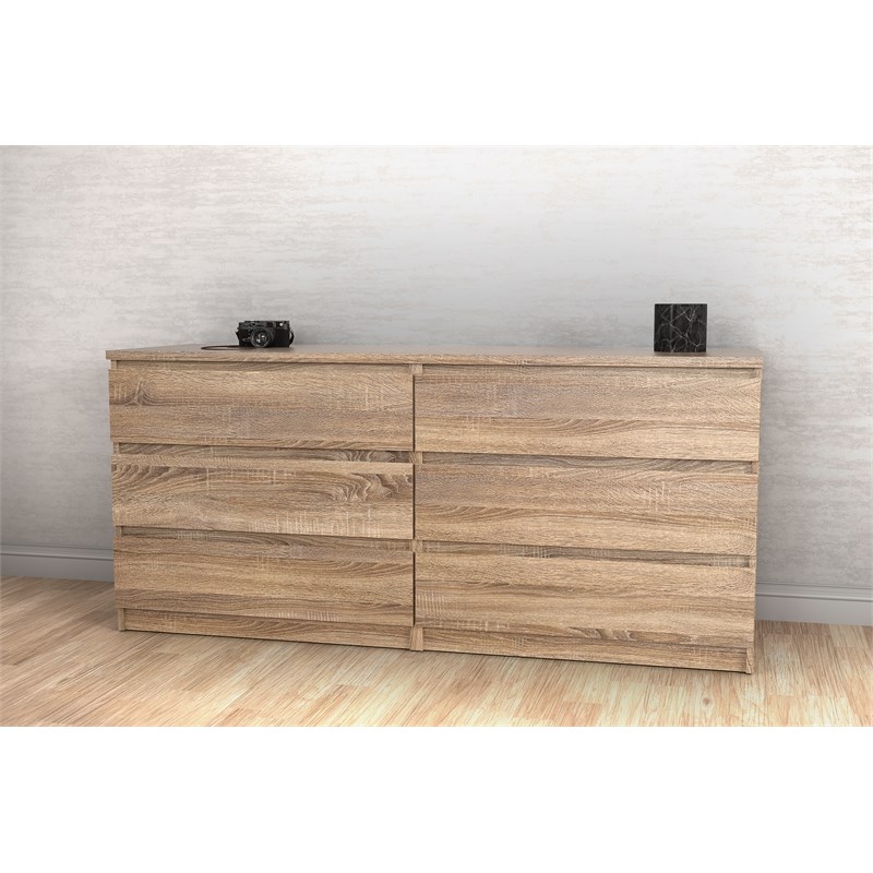 Tvilum Scottsdale Contemporary Wood Mahogany 6 Drawer Double Dresser