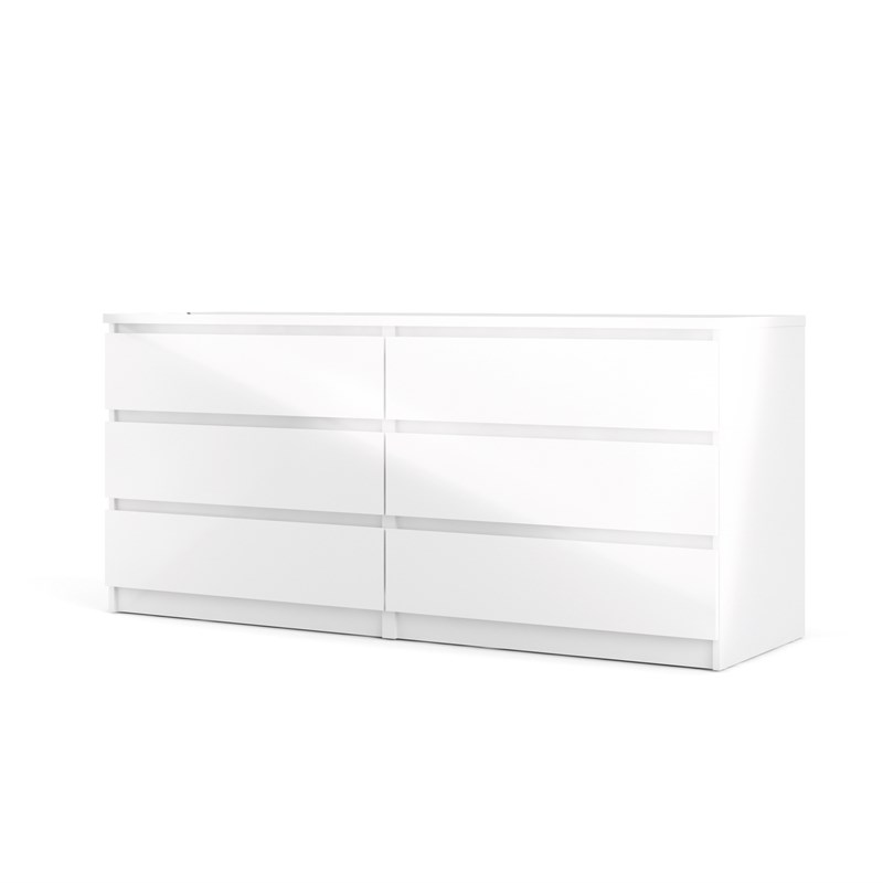 Tvilum Scottsdale 6 Drawer Double Dresser in White High Gloss