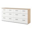 Tvilum Space Low Profile 8 Drawer Double Dresser in Oak Structure & White