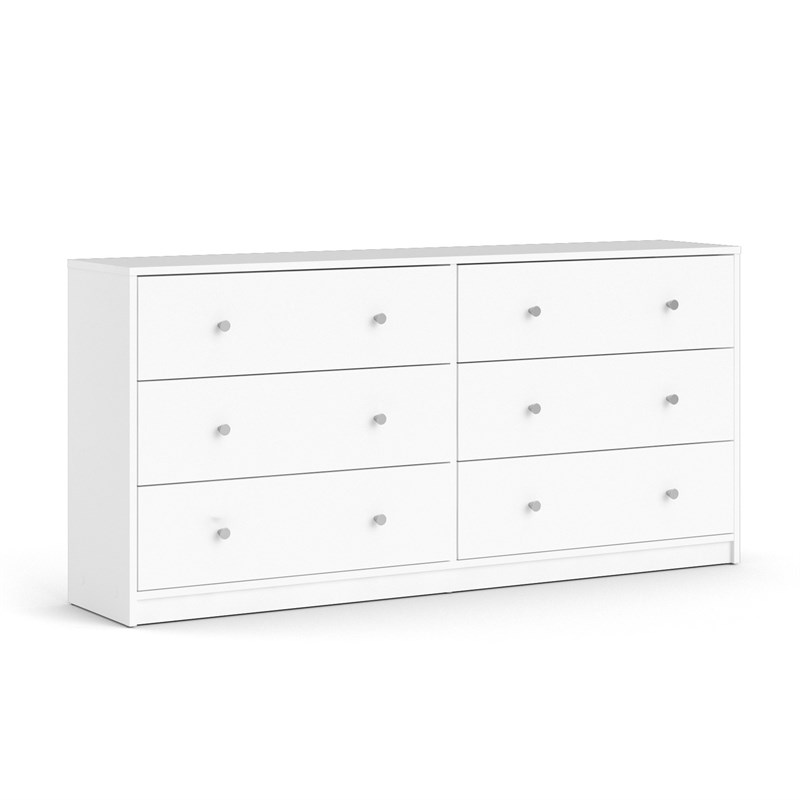 Tvilum Portland Contemporary 6 Drawer Double Dresser in White