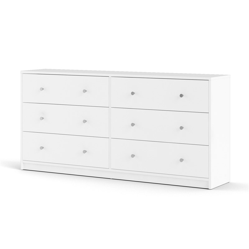 Tvilum Portland Contemporary 6 Drawer Double Dresser in White