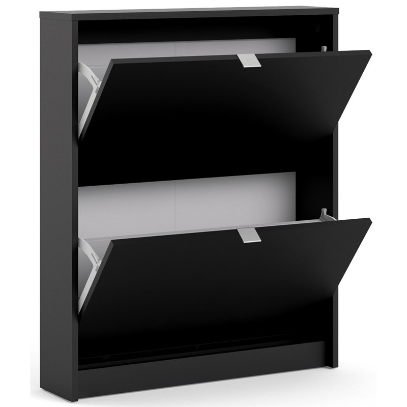 Tvilum Bright 2 Drawer Shoe Cabinet in Black Matte with 1 Layer
