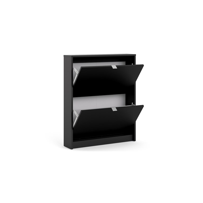 Tvilum Bright 2 Drawer Shoe Cabinet in Black Matte with 1 Layer