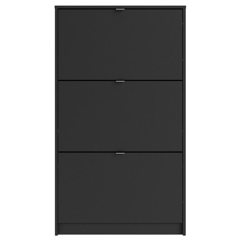 Tvilum Bright 3 Drawer Shoe Cabinet in Black Matte with 1 Layer