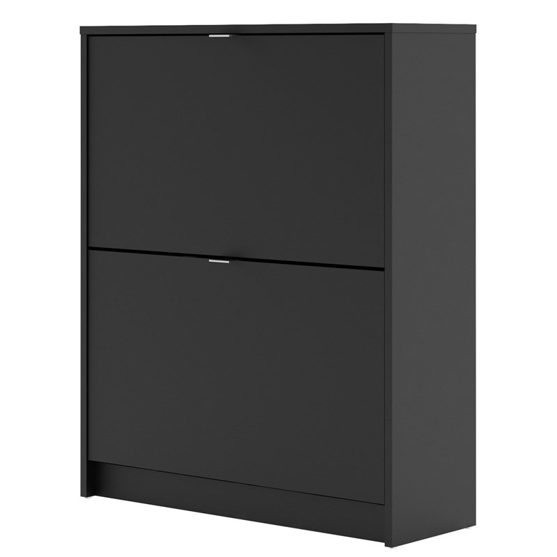 Tvilum Bright 2 Drawer Shoe Cabinet in Black Matte with 2 Layers