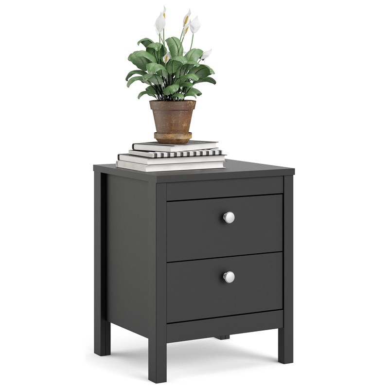 Tvilum Madrid 2 Drawer Nightstand in Black Matte Homesquare