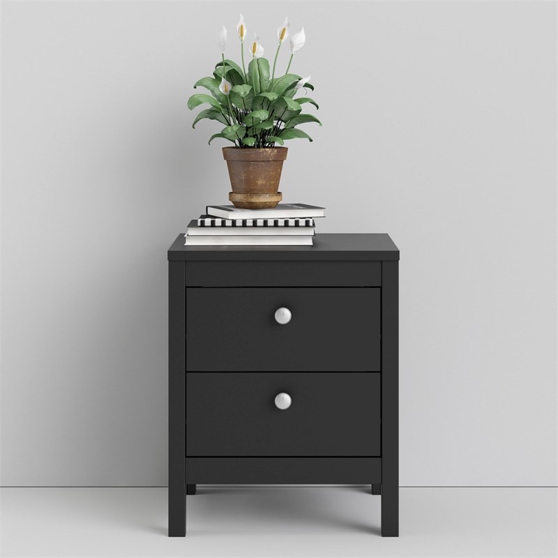 Tvilum Madrid 2 Drawer Nightstand in Black Matte Homesquare