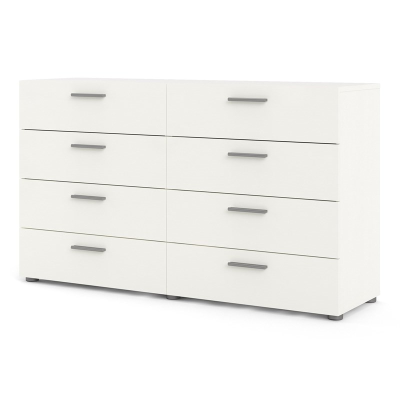 Tvilum Austin 8 Drawer Double Dresser in White Woodgrain