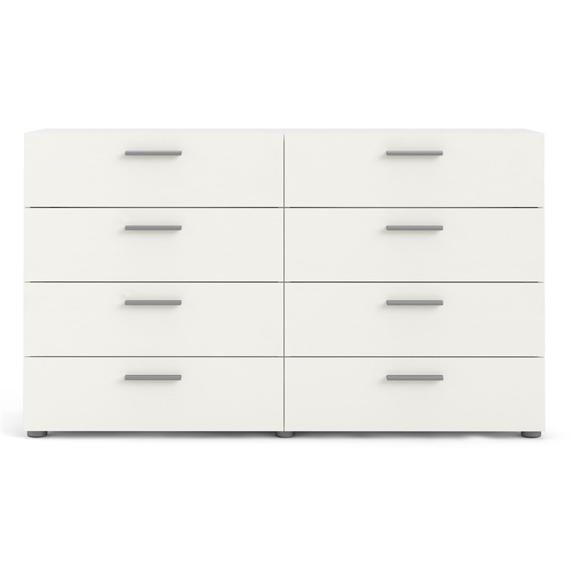 Tvilum Austin 8 Drawer Double Dresser in White Woodgrain