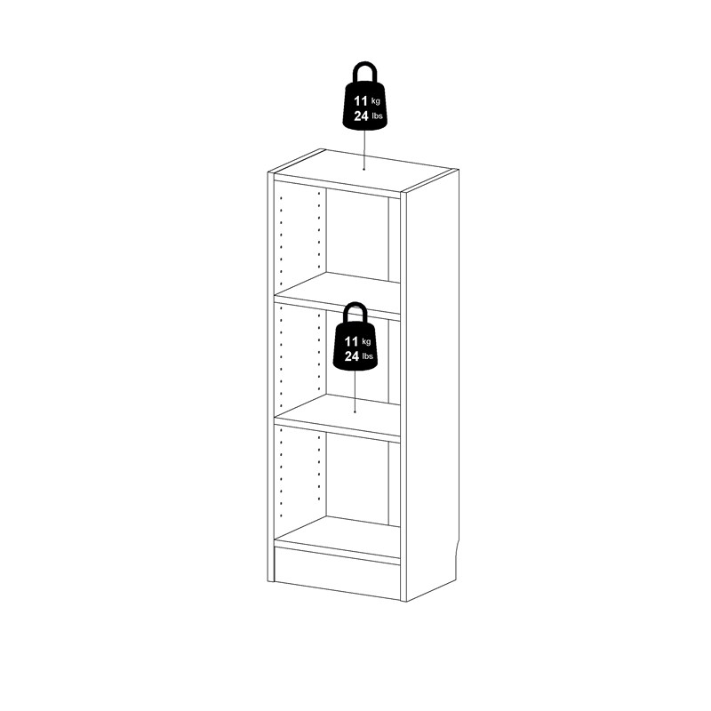 Tvilum Element Short Narrow 3 Shelf, Short Narrow Black Bookcase