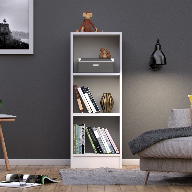 Tvilum Element Short Narrow 3 Shelf Bookcase in White Homesquare