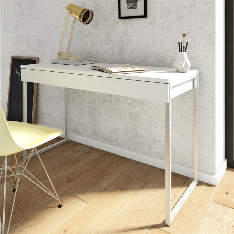 Tvilum Worth 3 Drawer Computer Desk in White Homesquare