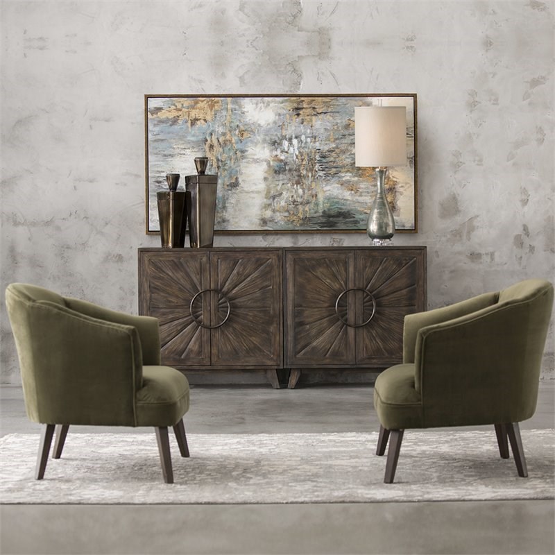Uttermost Conroy Accent Chair in Olive and Dark Walnut