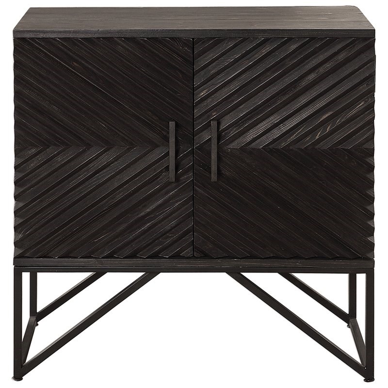 Uttermost Zadie Contemporary Wood and Metal Accent Cabinet in Ebony Black