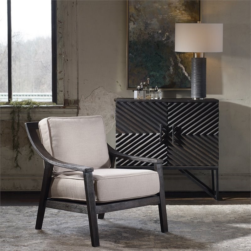 Uttermost Zadie Contemporary Wood and Metal Accent Cabinet in Ebony Black
