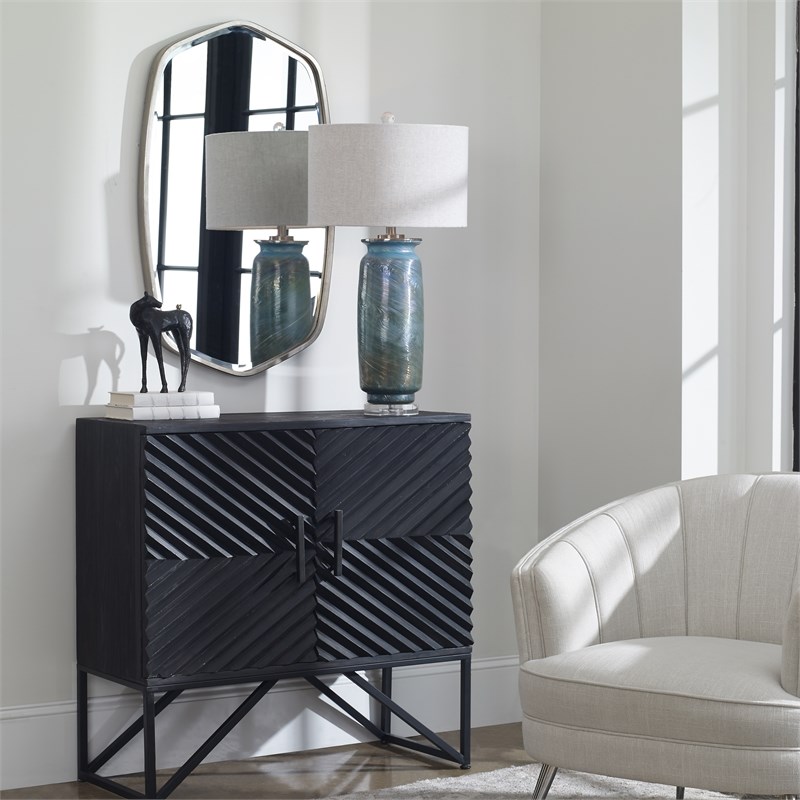 Uttermost Zadie Contemporary Wood and Metal Accent Cabinet in Ebony Black