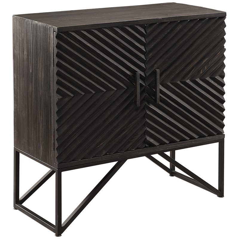 Uttermost Zadie Contemporary Wood and Metal Accent Cabinet in Ebony Black