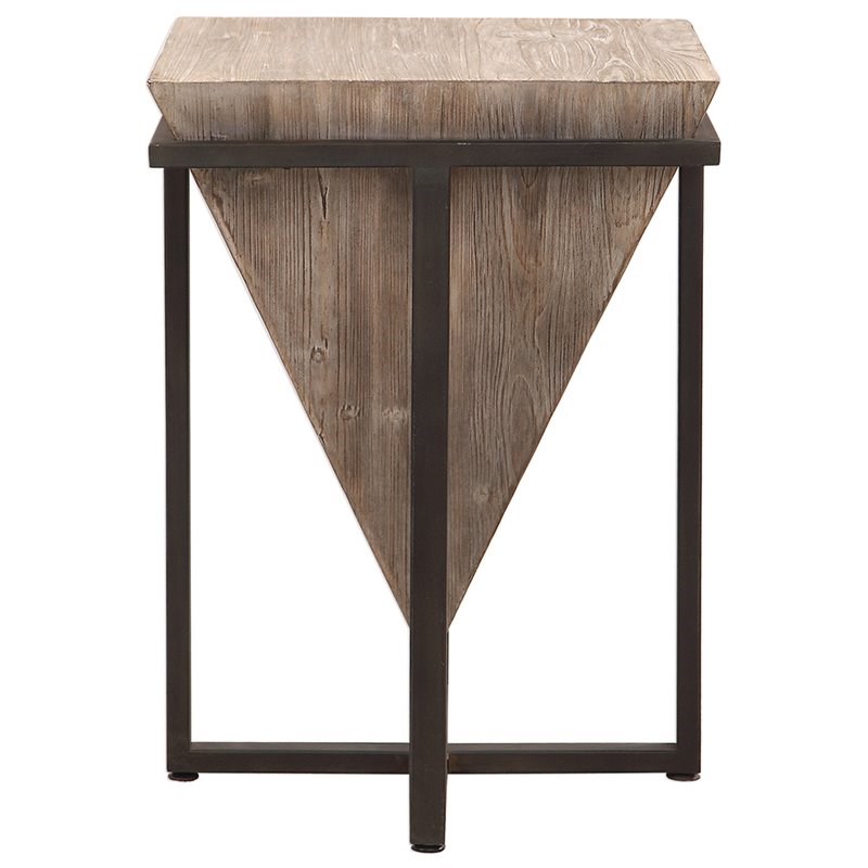 Uttermost Bertrand Accent End Table in Gray Wash and Aged Black