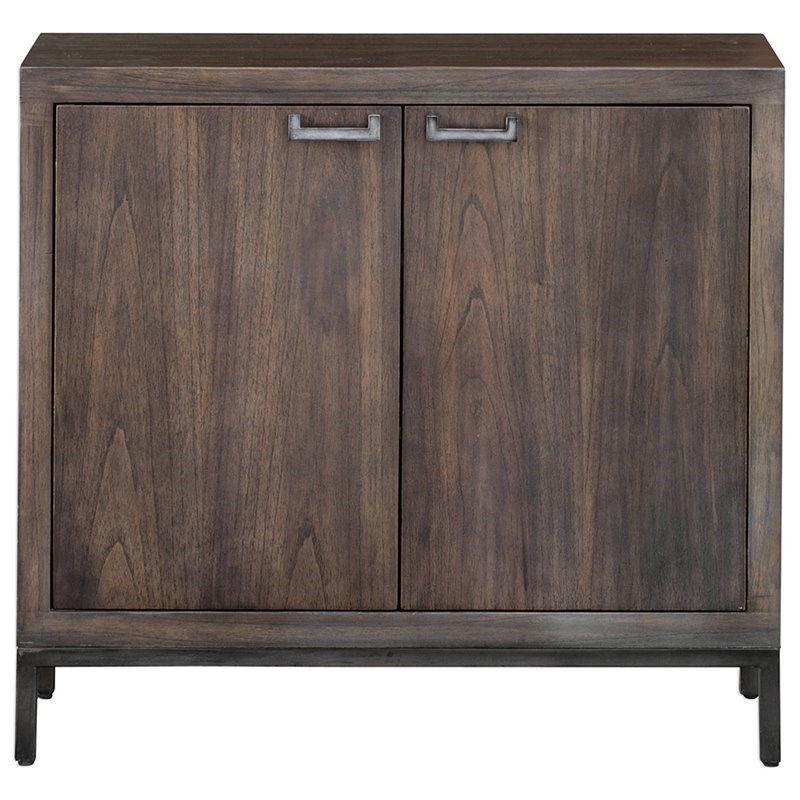 Uttermost Nadie Accent Cabinet in Light Walnut and Silver