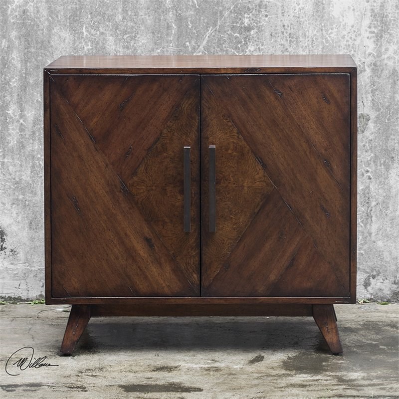 Uttermost Liri Accent Cabinet in Mahogany and Antique Brass