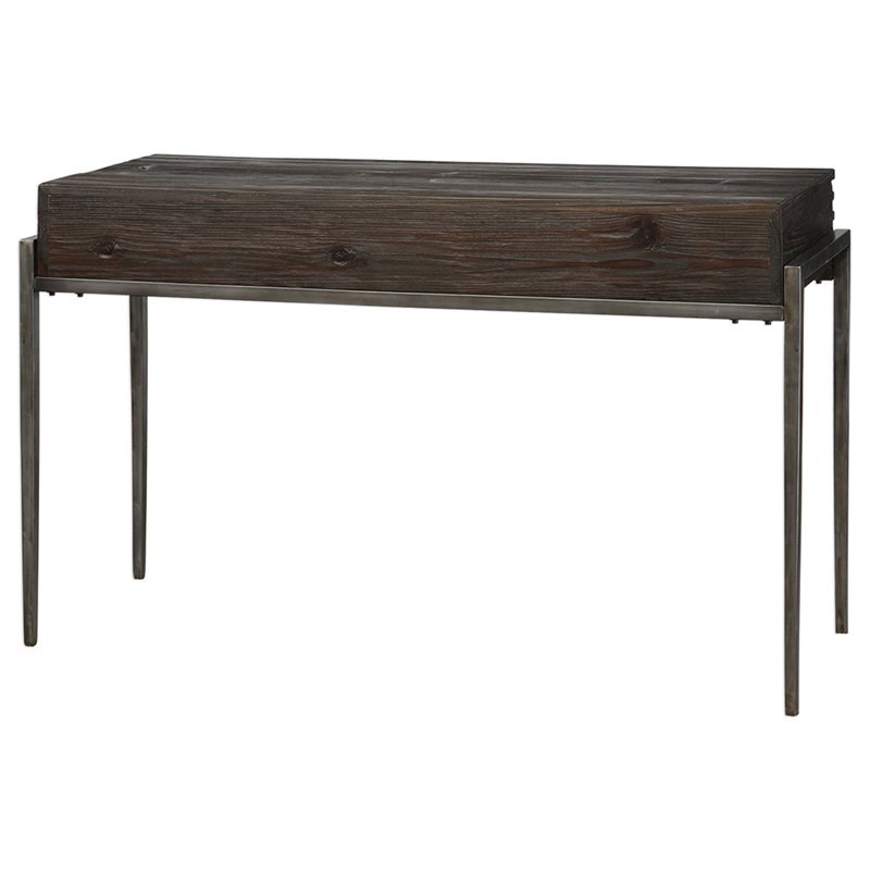 Uttermost Morrigan Accent Console Table in Walnut and Gray
