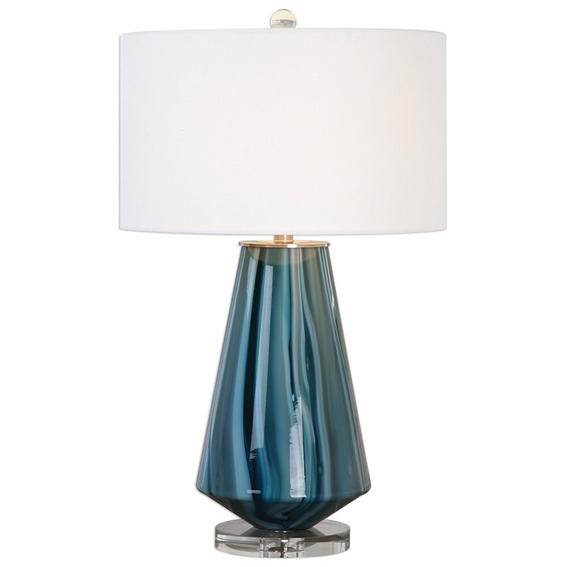 Uttermost Pescara Glass Table Lamp in Teal and White