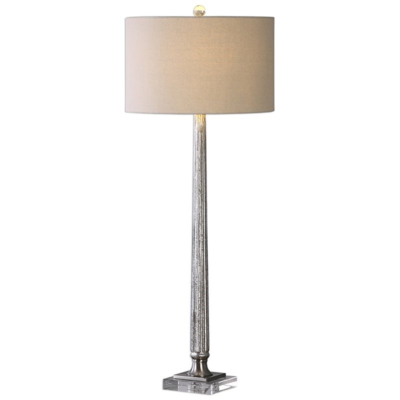 Uttermost Fiona Mercury Glass Table Lamp in Brushed Nickel and Gray