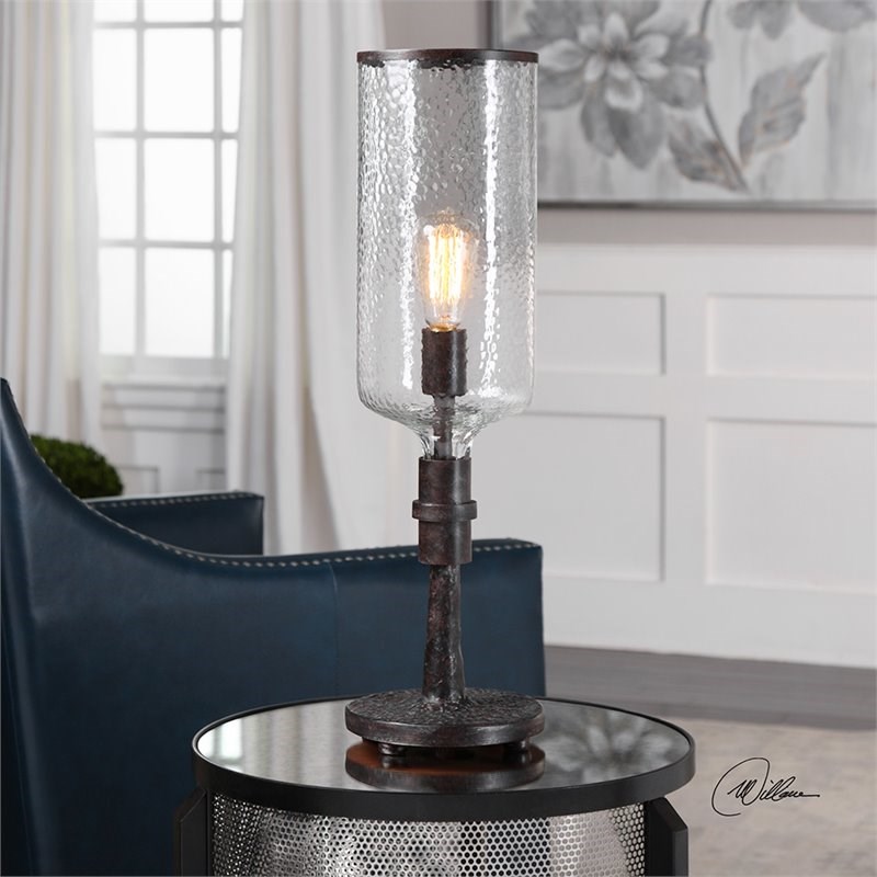 Uttermost Hadley Glass Table Lamp in Rustic Black