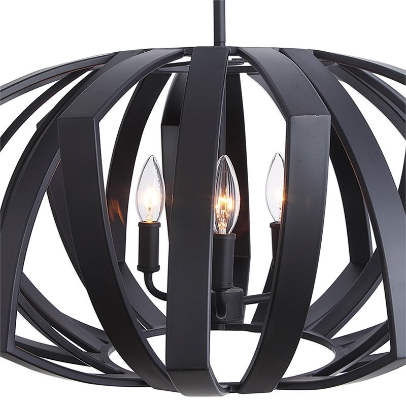 Uttermost Thales 3-Light Stainless Steel Geometric Pendant Light in Black