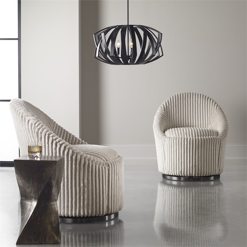 Uttermost Thales 3-Light Stainless Steel Geometric Pendant Light in Black