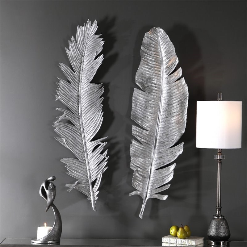 Uttermost Sparrow Wall Decor in Metallic Silver (Set of 2)