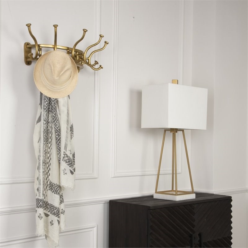 Uttermost Starling Wall Mounted Coat Rack in Antique Brass