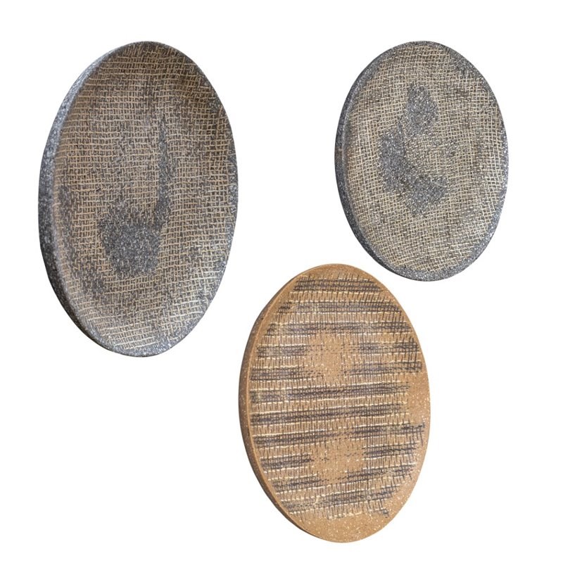 Uttermost Gaia Stone Plate Wall Decor in Tan (Set of 3)