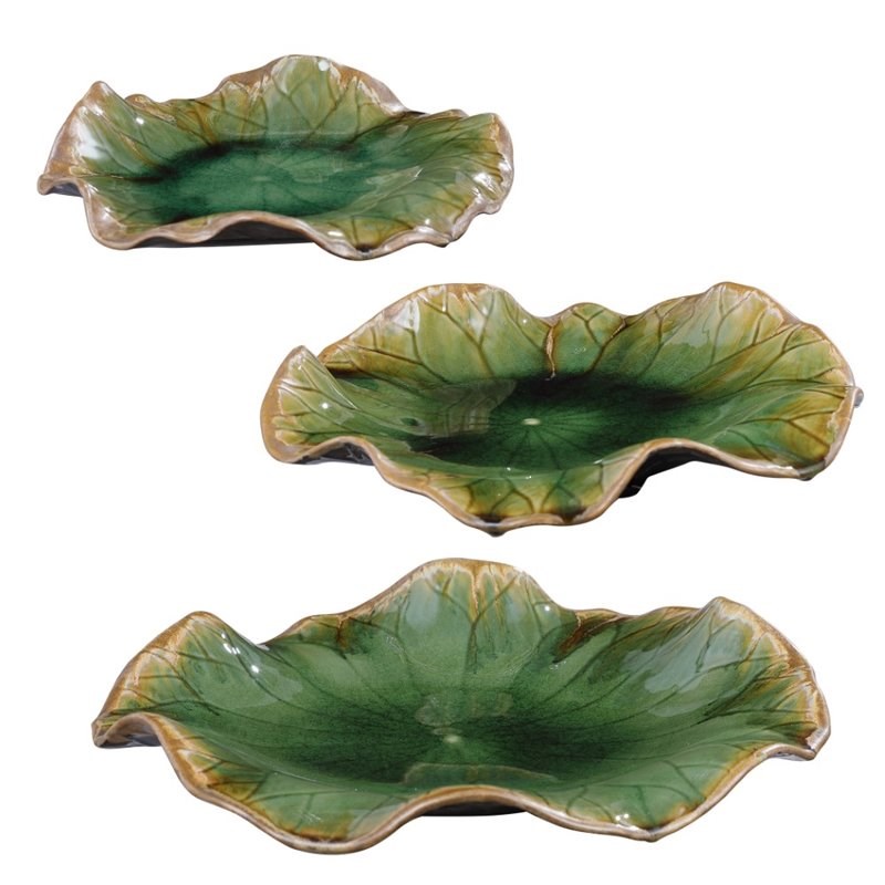 Uttermost Abella Transitional Ceramic Wall Decor in Forest Green (Set of 3)