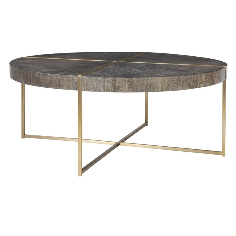 Uttermost Taja Round Coffee Table in Brushed Brass Homesquare