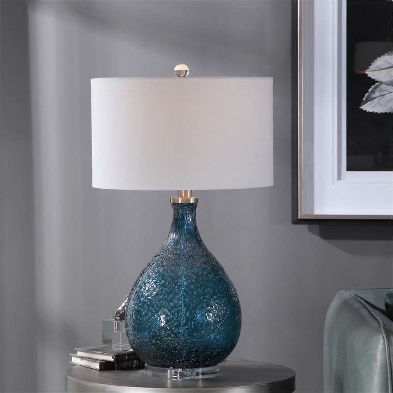 Uttermost Eline Glass Table Lamp in Cerulean Blue