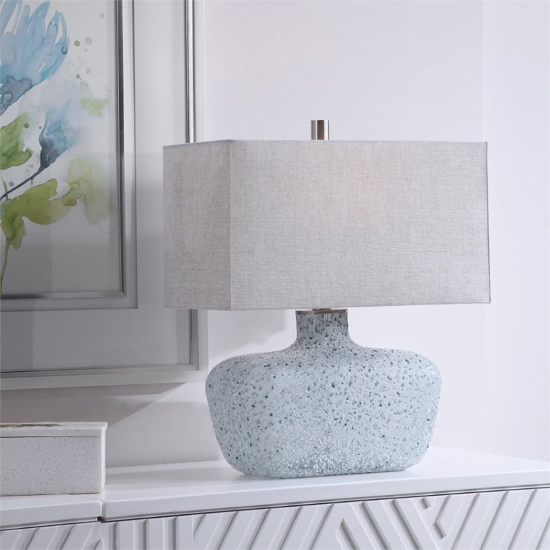 Uttermost Matisse Textured Glass Table Lamp in Blue Green