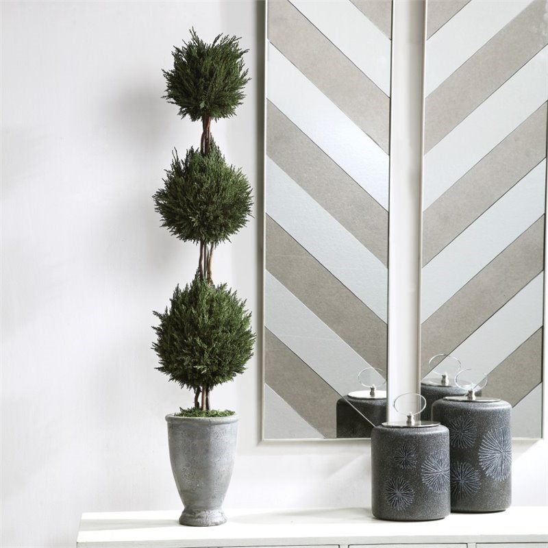 Uttermost Cypress Triple Topiary in Aged Gray