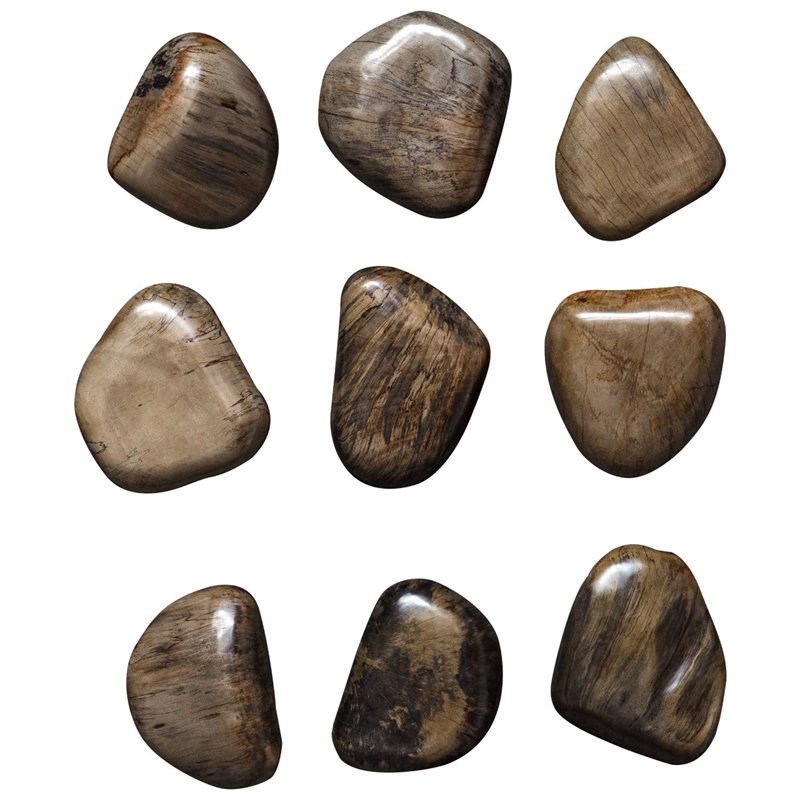 Uttermost Pebbles Contemporary Wood Wall Decor in Walnut (Set of 9)