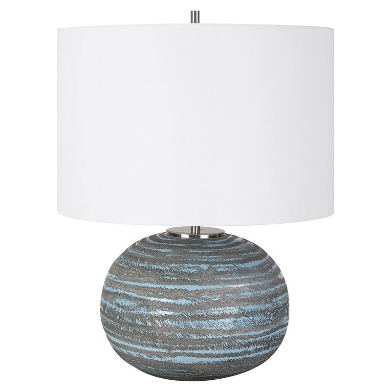 Uttermost Prova Contemporary Ceramic and Iron Accent Lamp in Blue/Gray