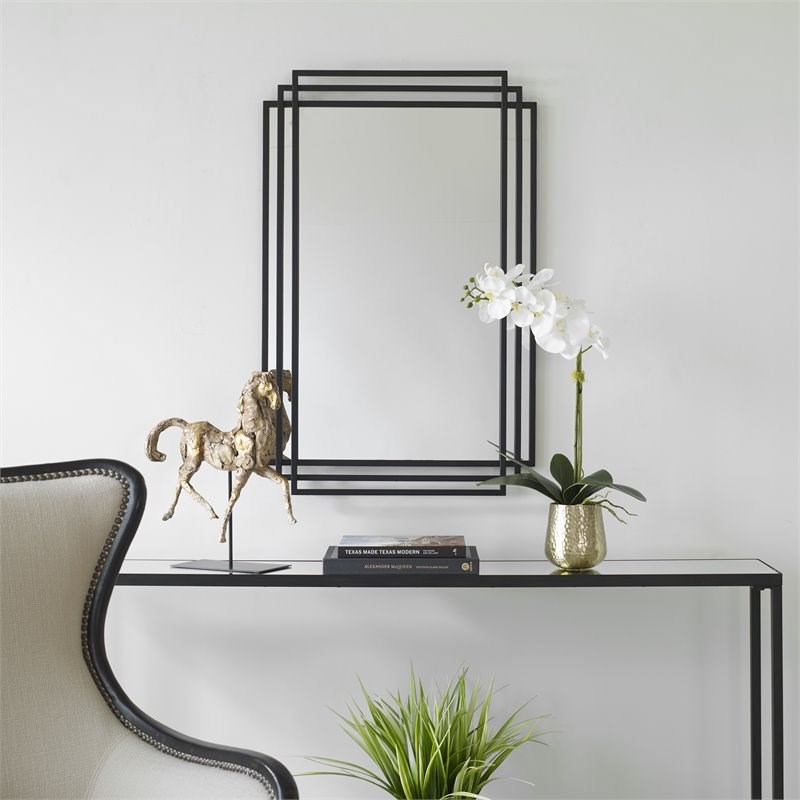 Uttermost Amherst Contemporary Iron and MDF Mirror in Matte Black
