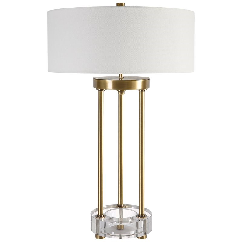 Uttermost Pantheon Traditional Crystal and Metal Rod Table Lamp in Antique Brass