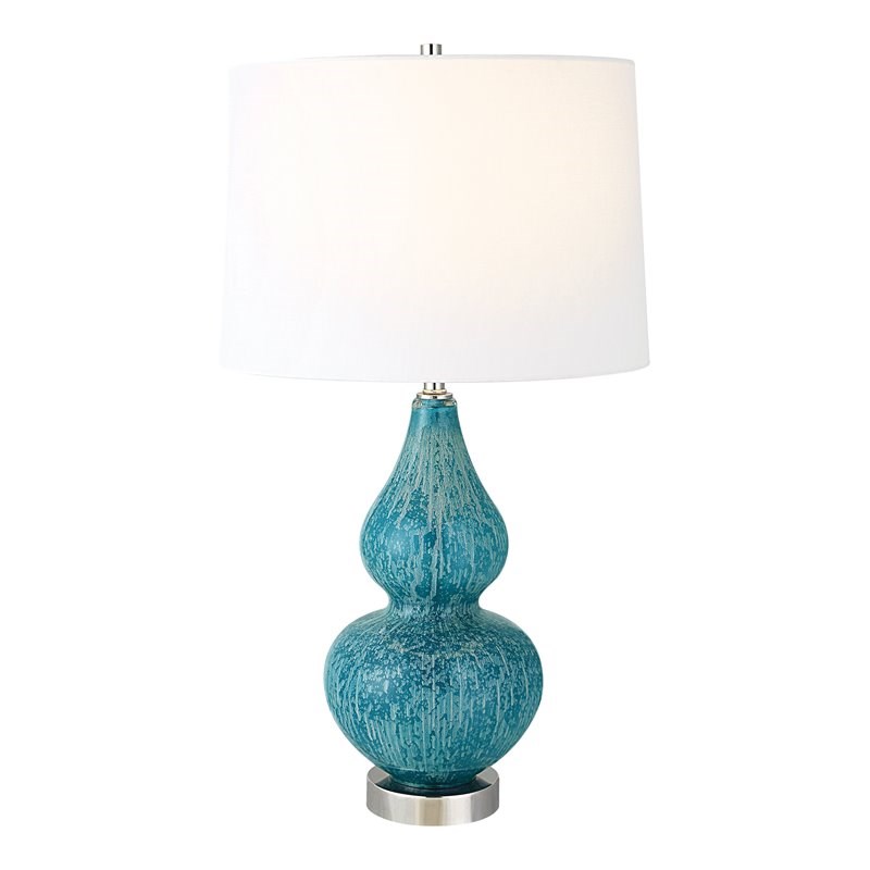 Uttermost Avalon Coastal Glass and Fabric Table Lamp in Light Blue