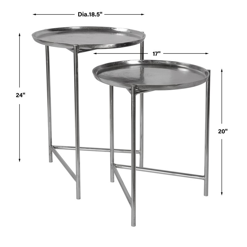 Uttermost Burnett Metal/Aluminum Nesting Tables in Polished Nickel (Set of 2)