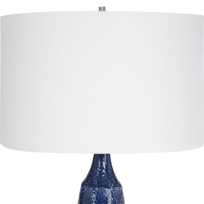 Uttermost Newport Ceramic and Crystal Table Lamp in Cobalt Blue/White