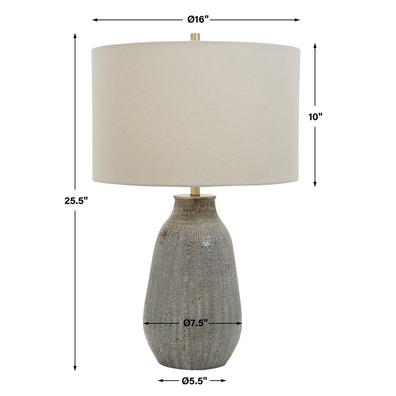 Uttermost Monacan Ceramic and Steel Table Lamp in Neutral Gray