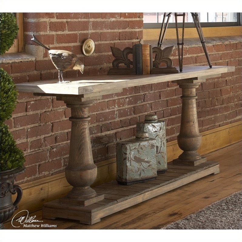 uttermost stratford rustic console table in stony gray ...