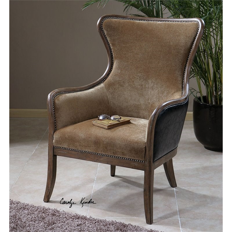 Uttermost Snowden Wing Chair in Tan Homesquare