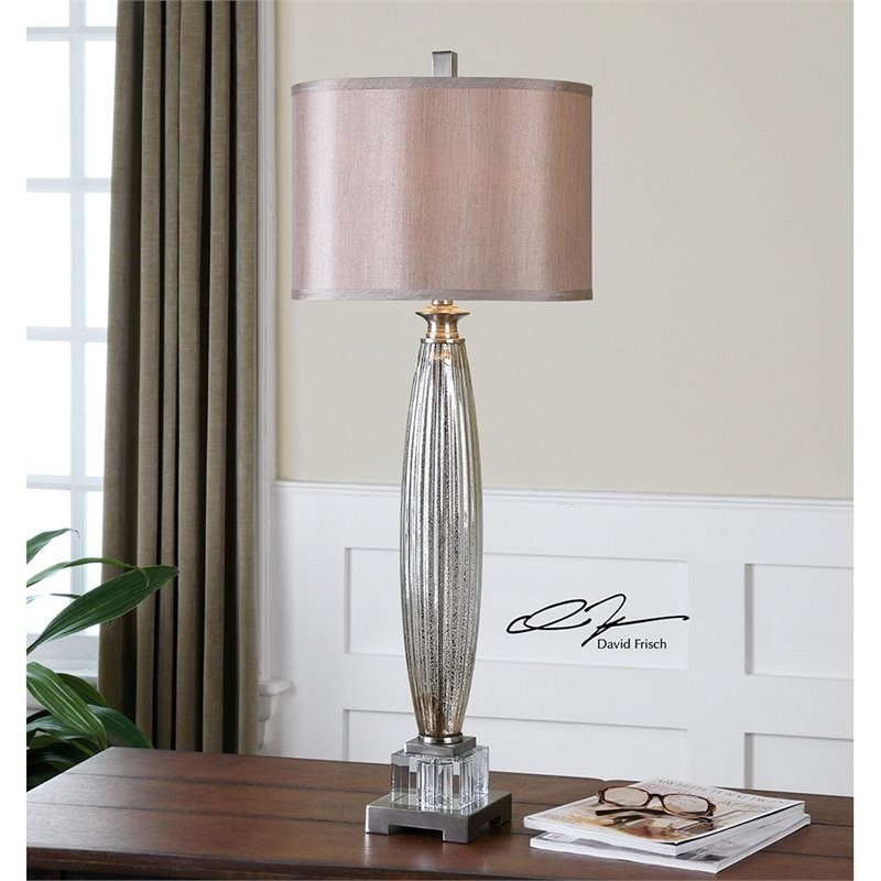 Uttermost Loredo Glass Crystal and Metal Table Lamp in Bronze/Nickel