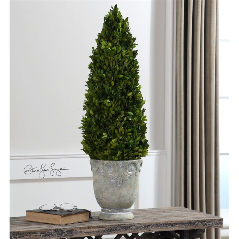 Uttermost Boxwood Cone Topiary in Light Stone